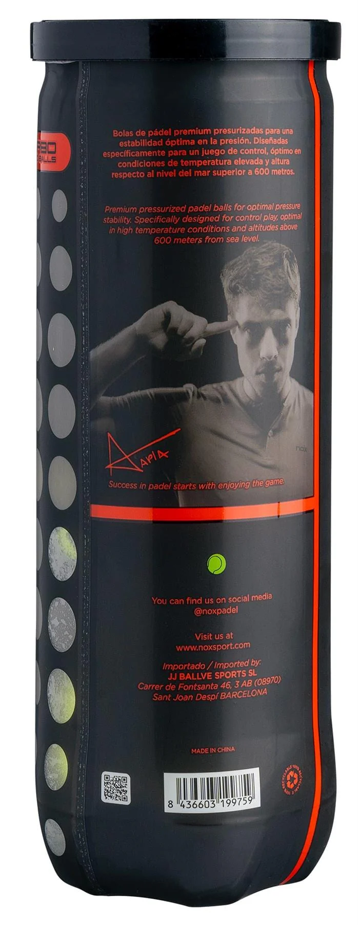 NOX Nerbo Padel Balls - 3 Ball Tube - Image 3